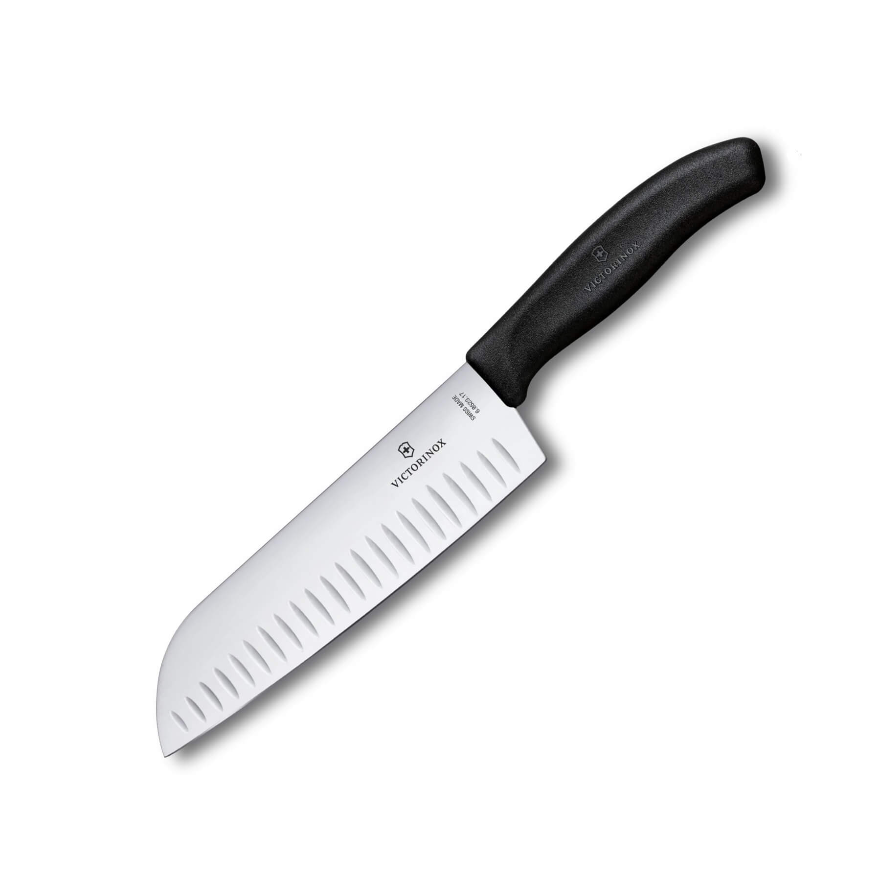 Victorinox Waben-Santokumesser mit schwarzem Griff, 17 cm Klinge ...