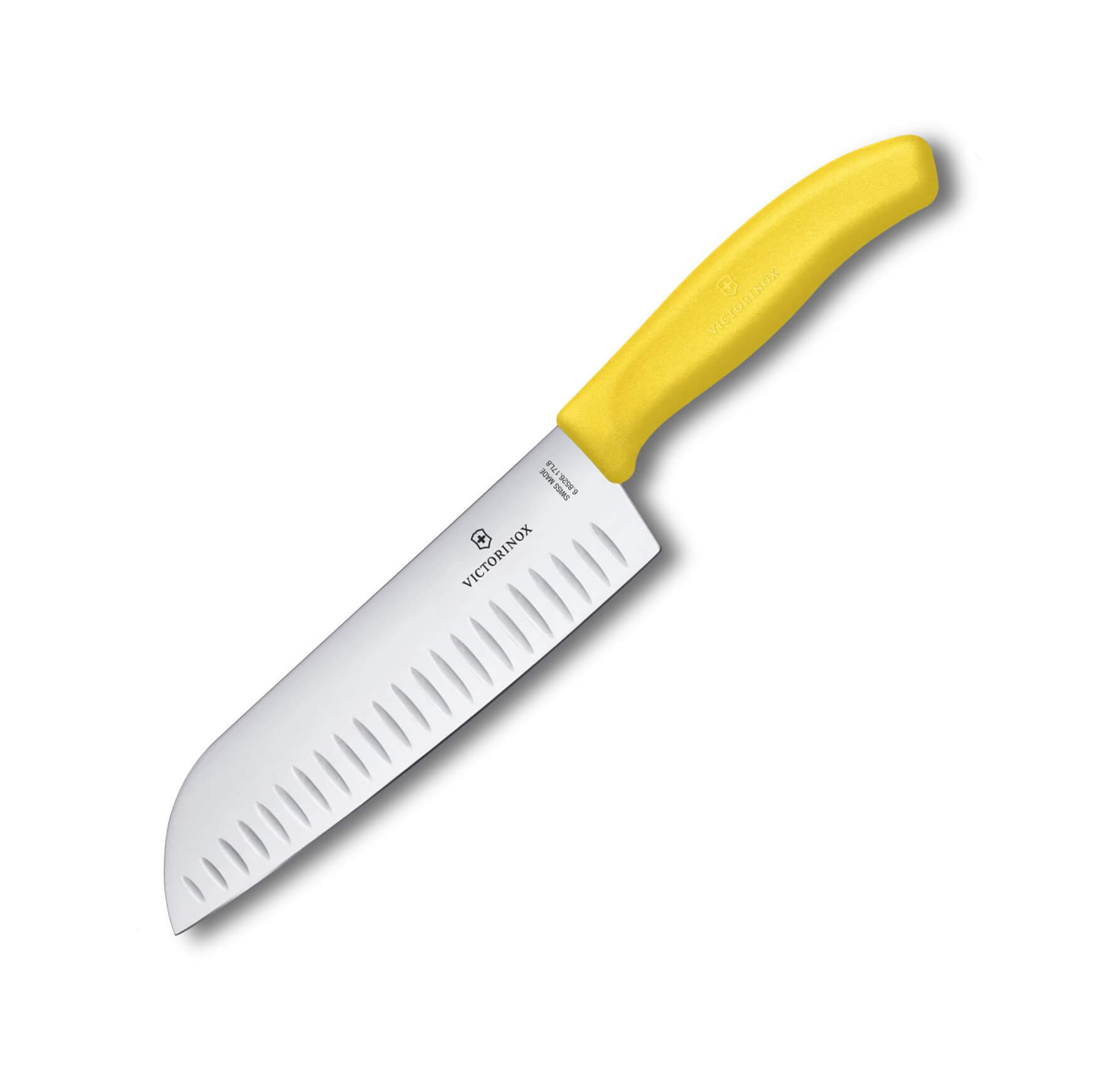 Victorinox Santokumesser mit gelbem Griff, 17 cm Klinge und glatt...