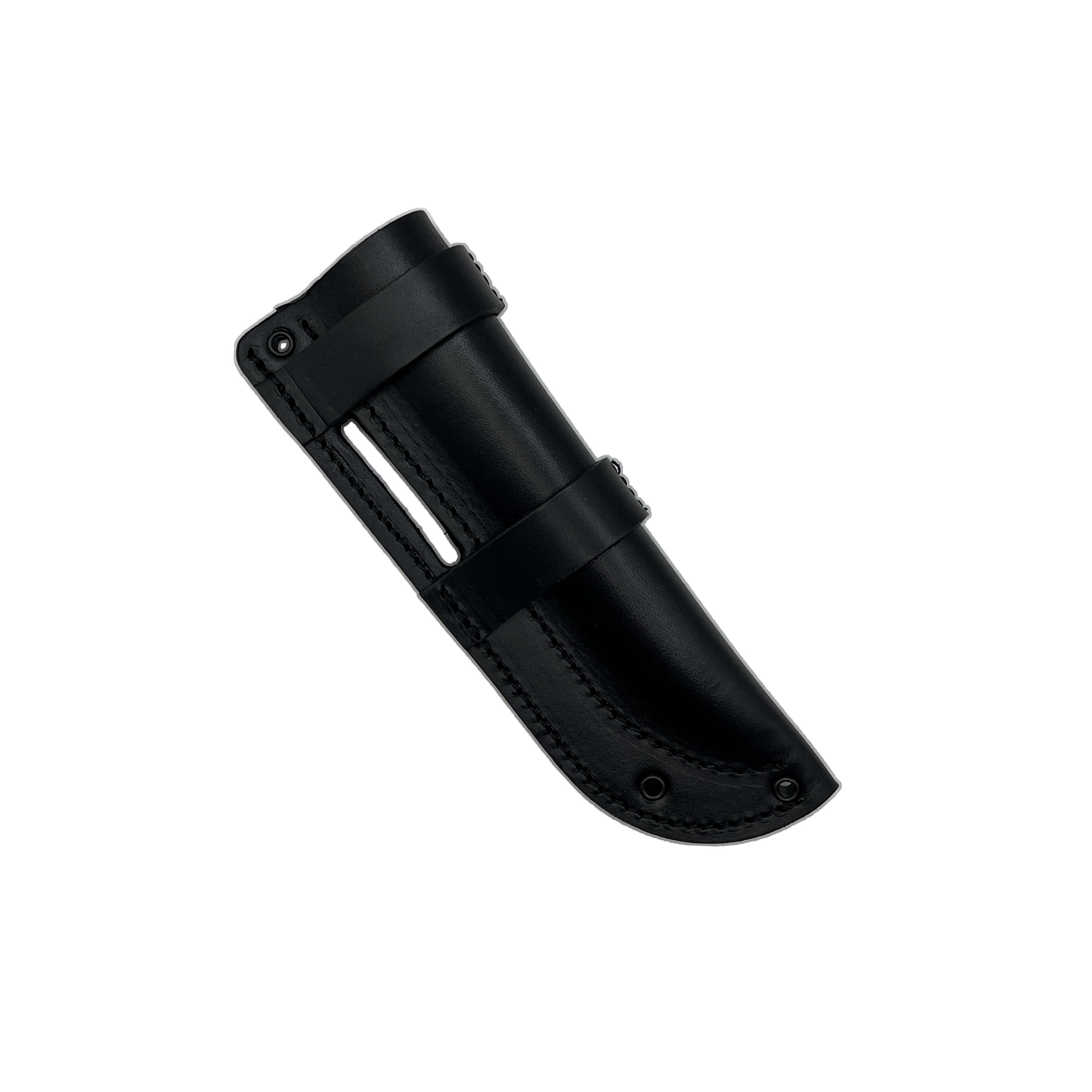 Faca bushcraft Amarok-4F com cabo de micarta preto e lâmina de borda plana de 4"