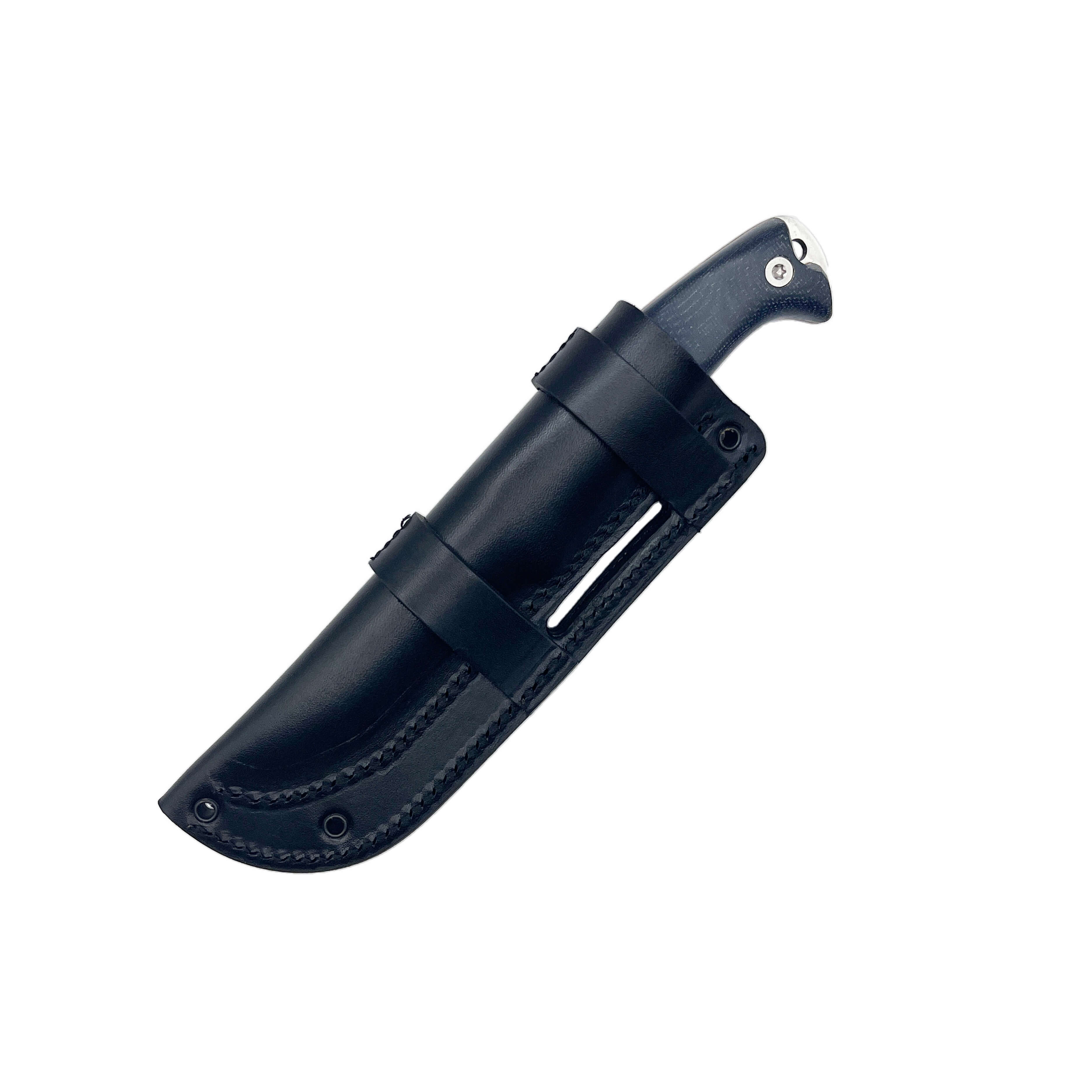 Coltello bushcraft Amarok-4S con manico in micarta nera e lama scandi da 4"