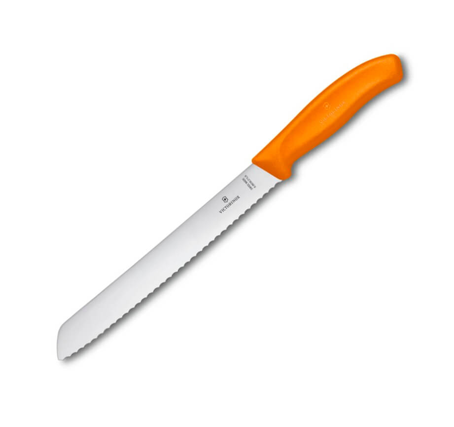 Couteau à pain Victorinox manche orange avec lame de 21 cm et bor...