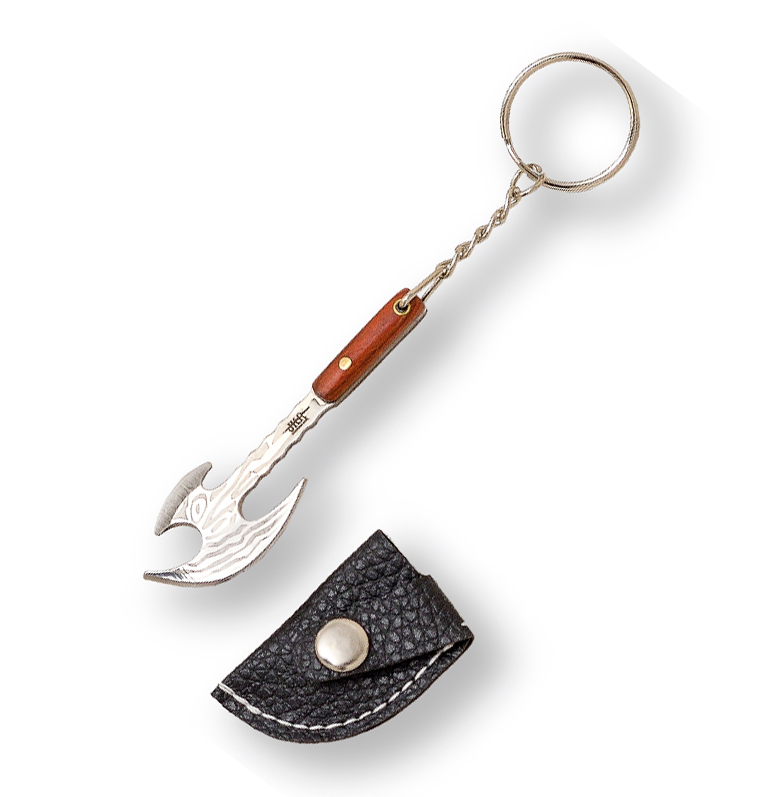 Porte-clés hache viking JKR avec imitation de lame Damas