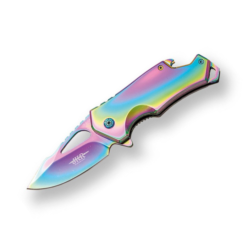 Rainbow Sportmesser mit Edelstahlgriff und 7 cm Klinge