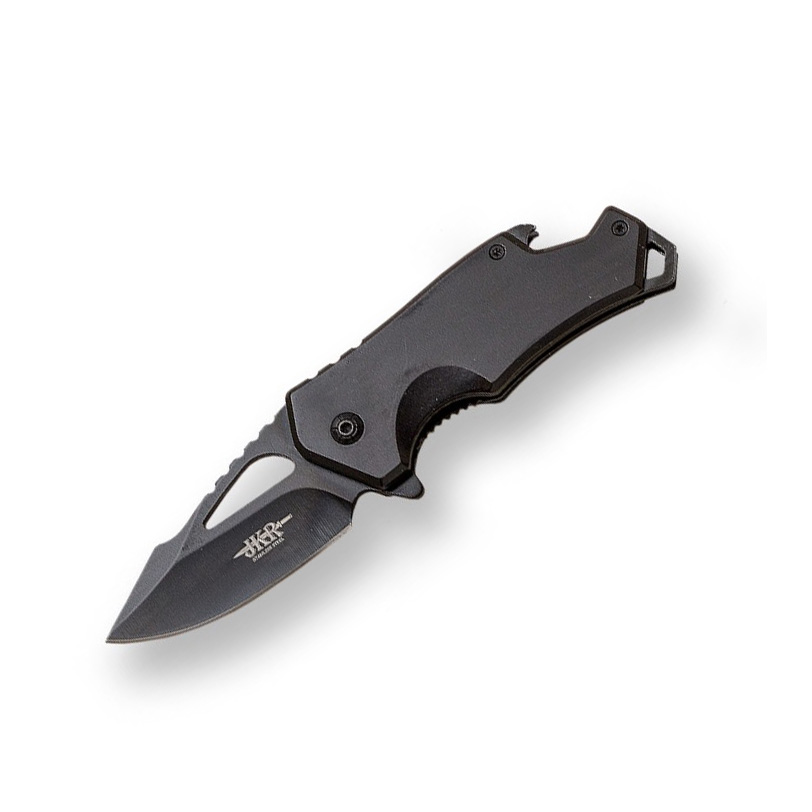 Schwarzes Sportmesser mit Edelstahlgriff und 7 cm Klinge