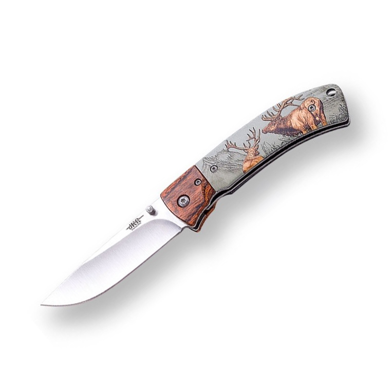 Sportmesser mit 3D Hirsch Aluminiumgriff und 8,3 cm Klinge