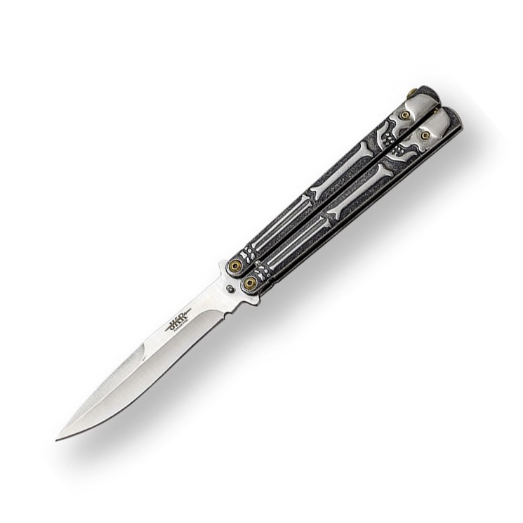 Butterfly knife with 11 cm blade and stainless steel handle with ...