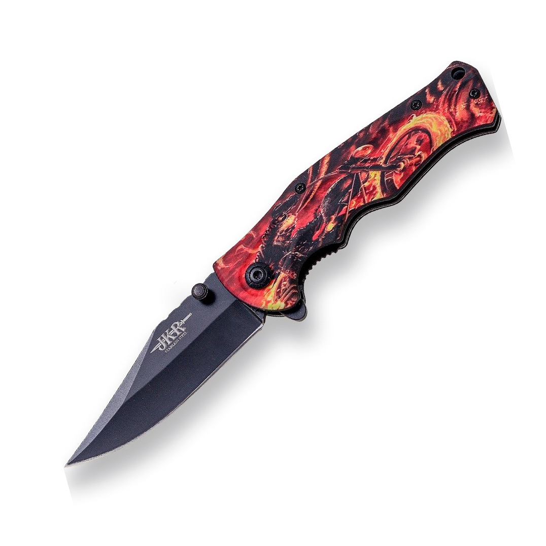 Ghost Rider-Messer mit 8,5 cm schwarzer Klinge und Aluminiumgriff