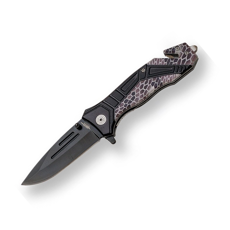 Rettungsmesser mit Aluminiumgriff mit Glasbrecher und Gurtschneid...