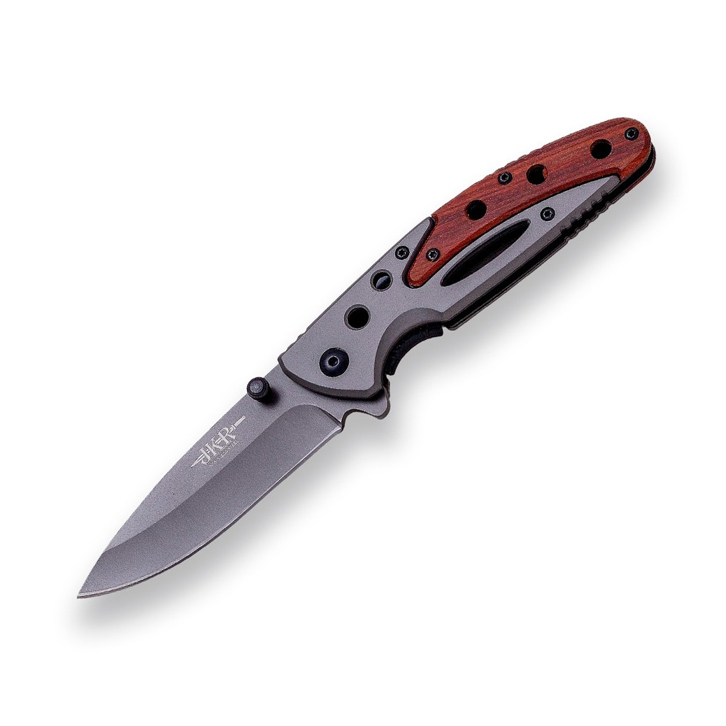 Sportmesser mit Holz- und Aluminiumgriff und 8,5 cm Klinge