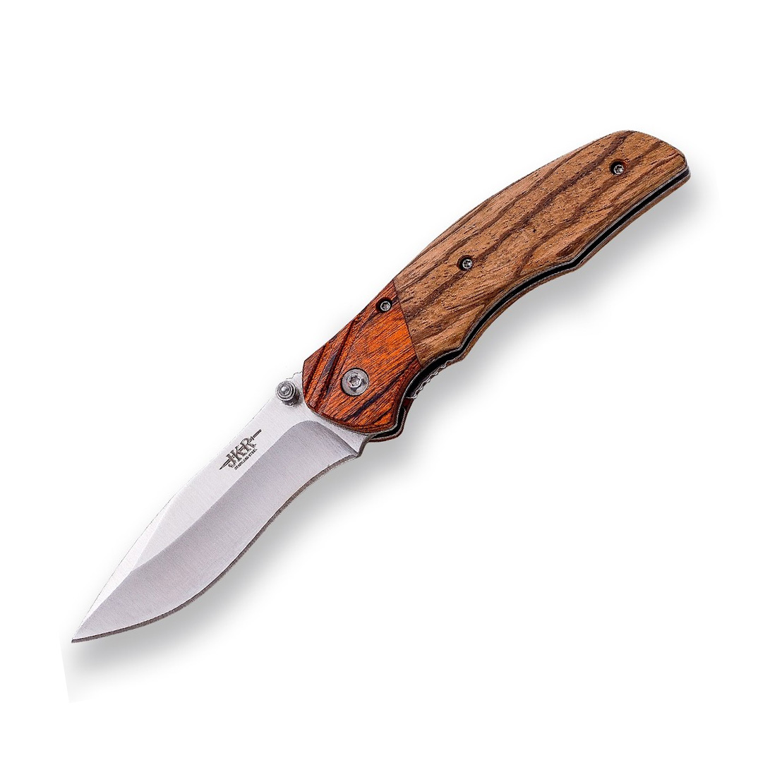 Sportmesser mit Zebraholzgriff mit Pakkaholzzwinge und 8 cm Kling...