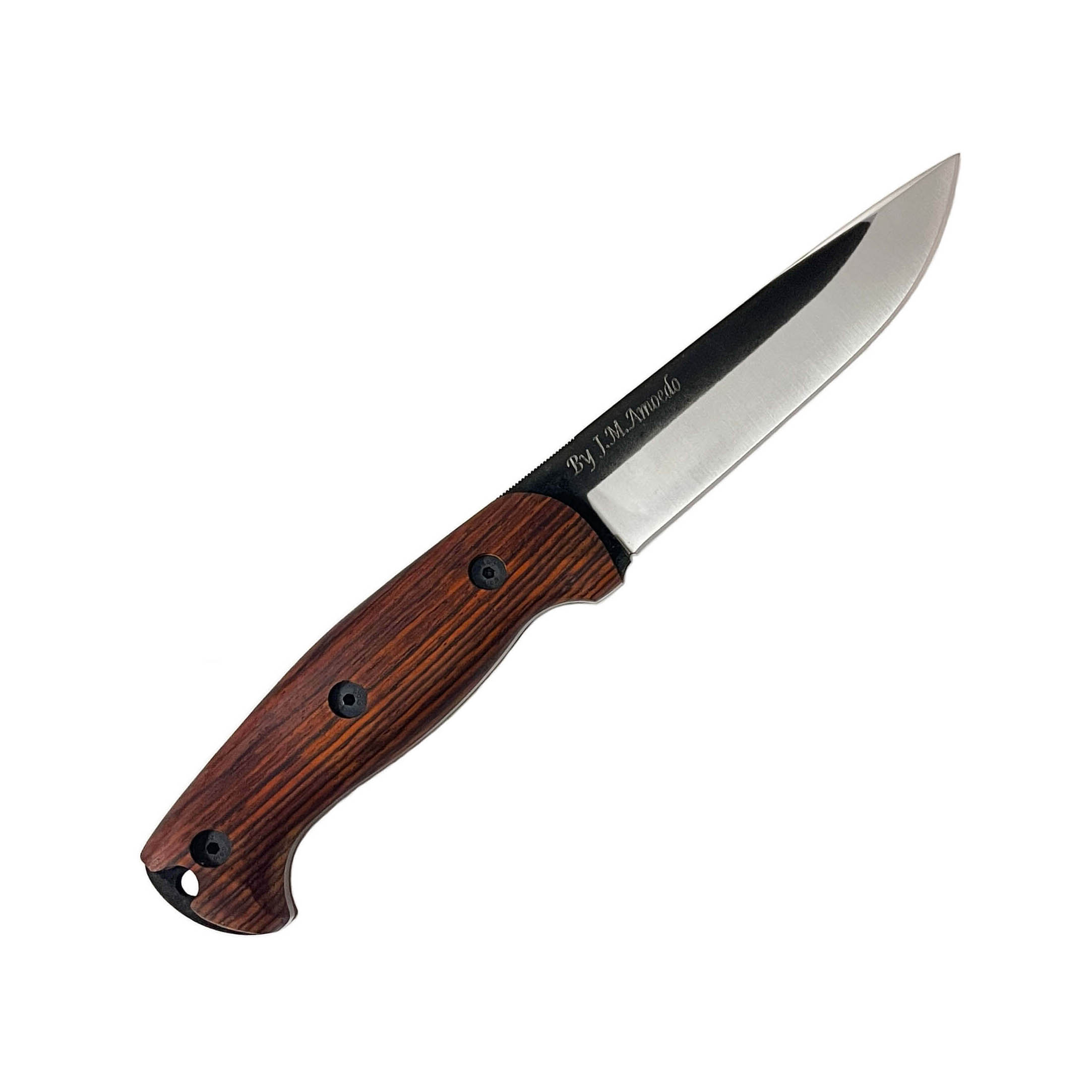 Faca de bushcraft Amarok 5 com cabo de madeira cocobolo e lâmina de 5"
