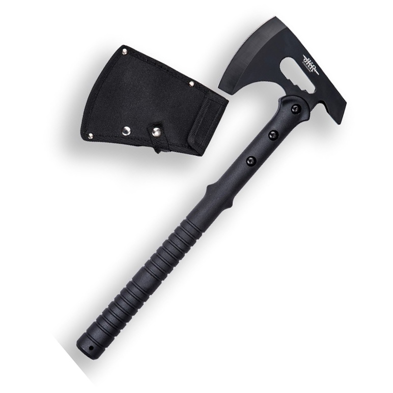 Hache tactique JKR avec lame en acier inoxydable noir et manche e...