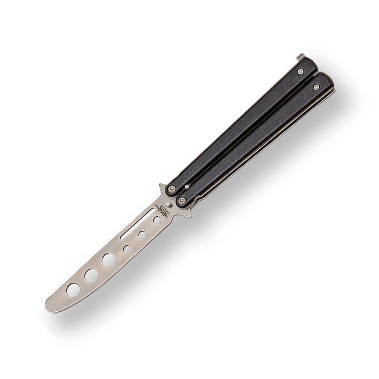 Navaja mariposa de entrenamiento con hoja de 10.5 cm y mango negr...