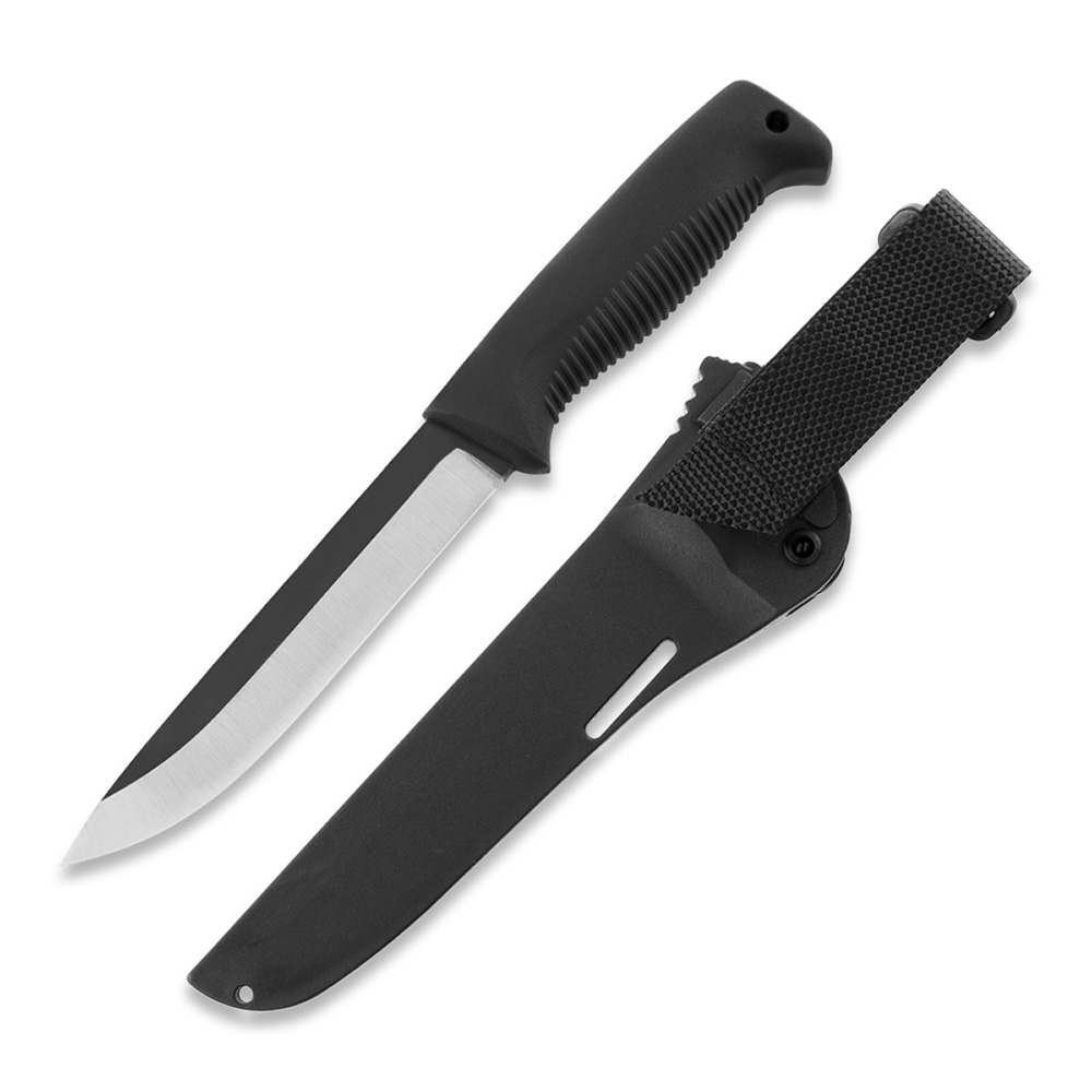 Coltello Puukko M95 Ranger con impugnatura in TPE nero e fodero in composito nero