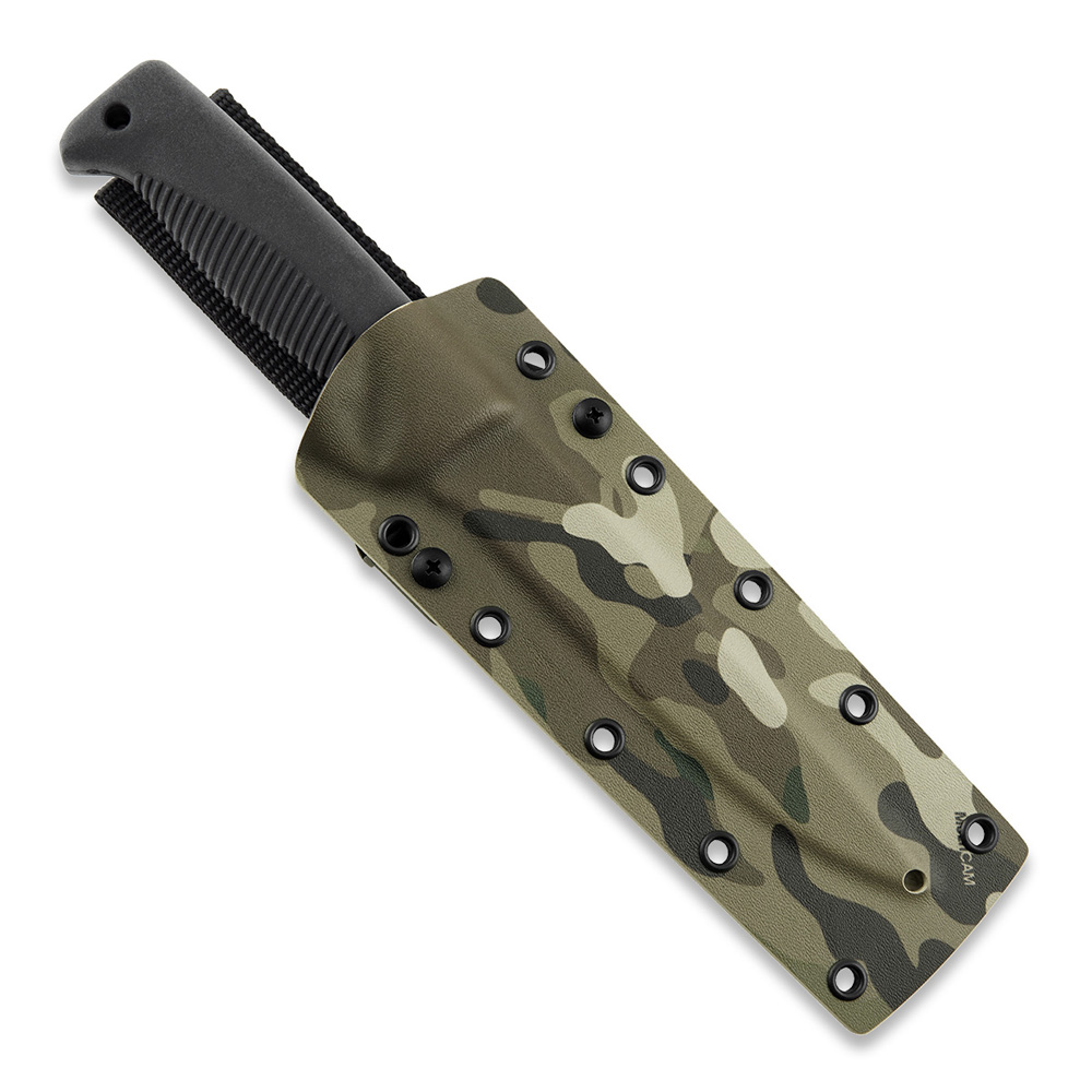 Faca Puukko M95 Ranger com lâmina revestida a Teflon, cabo TPE preto e bainha multicam kydex