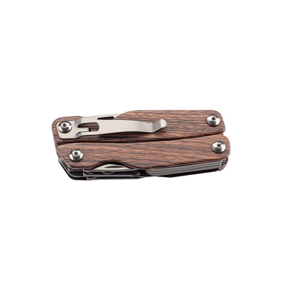 Herbertz 12-function multi-tool pliers made of wood and titanium-coated stainless steel
