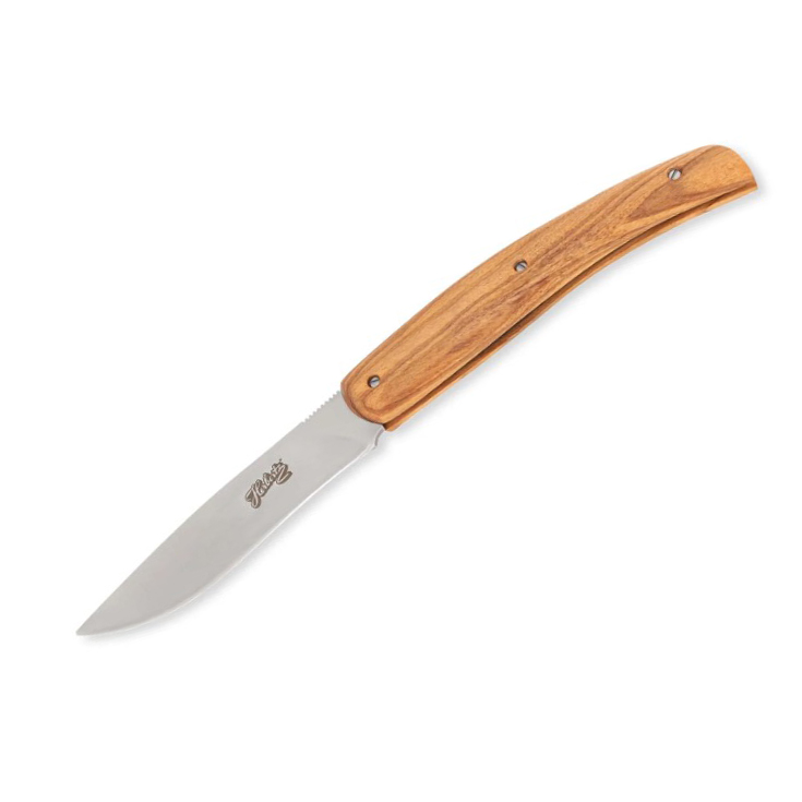 Pocket knife with 8.2 cm stainless steel blade and olive wood han...