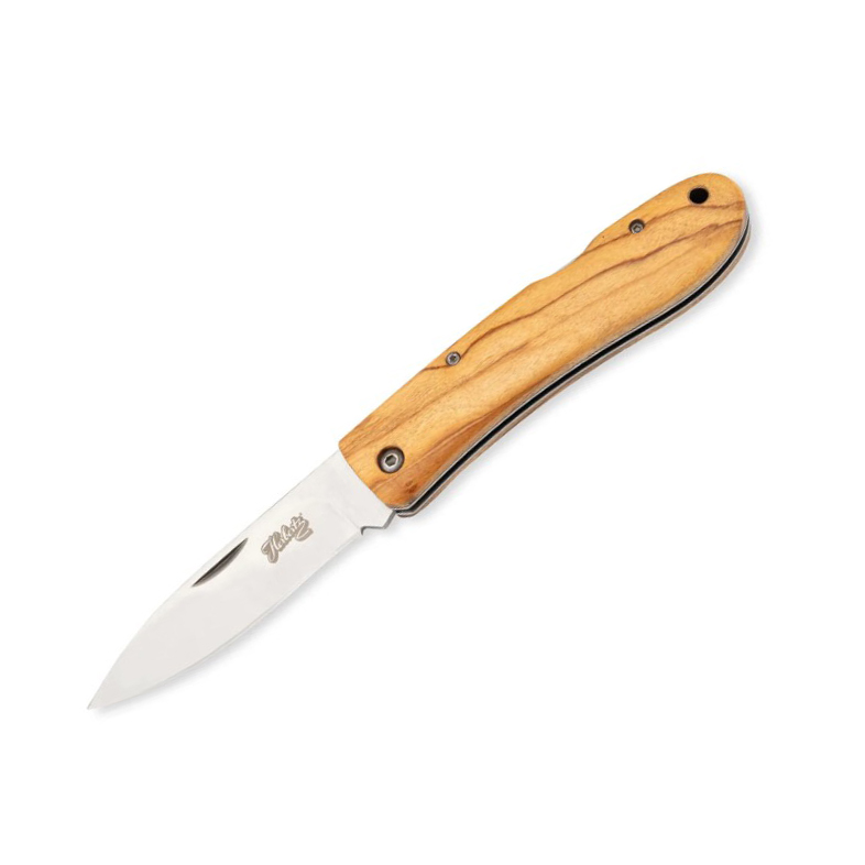 Pocket knife with 9.3 cm stainless steel blade and olive wood han...