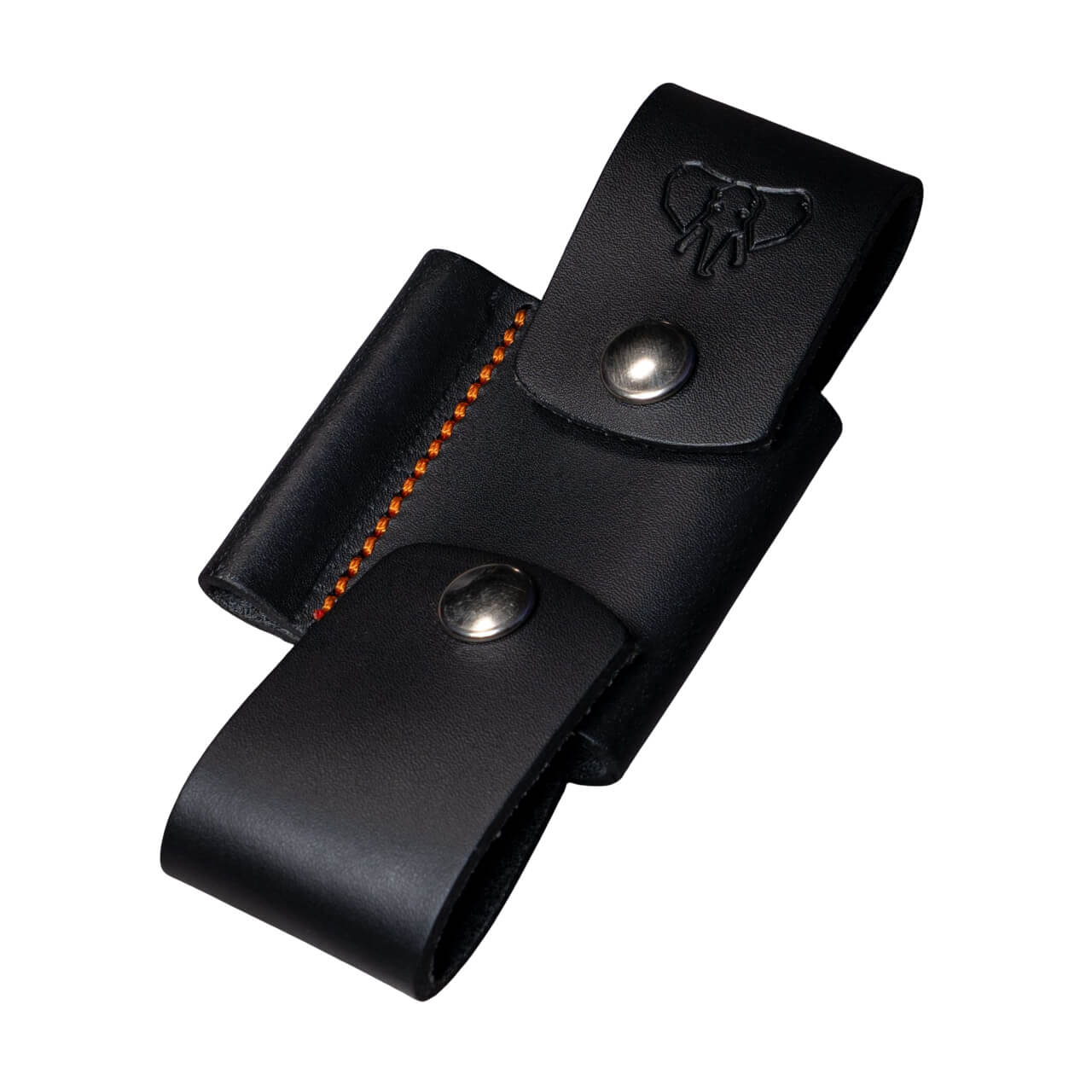 Schwarze Lederkupplung mit orangefarbenem Cudeman-Stoff. 11 cm