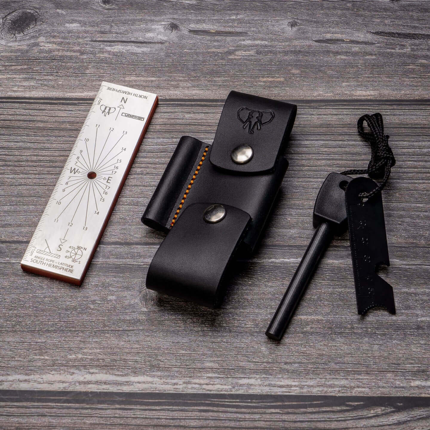 Accouplement en cuir noir et tissu Cudeman orange avec suppléments.