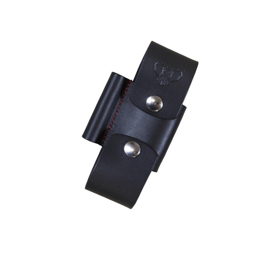 Schwarzes Leder und roter Stoff Cudeman Kupplung mit Extras.