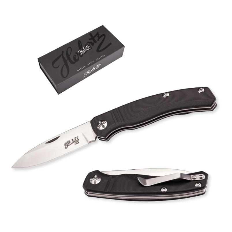 Canivete com lâmina em aço inoxidável de 8 cm e cabo G10 preto