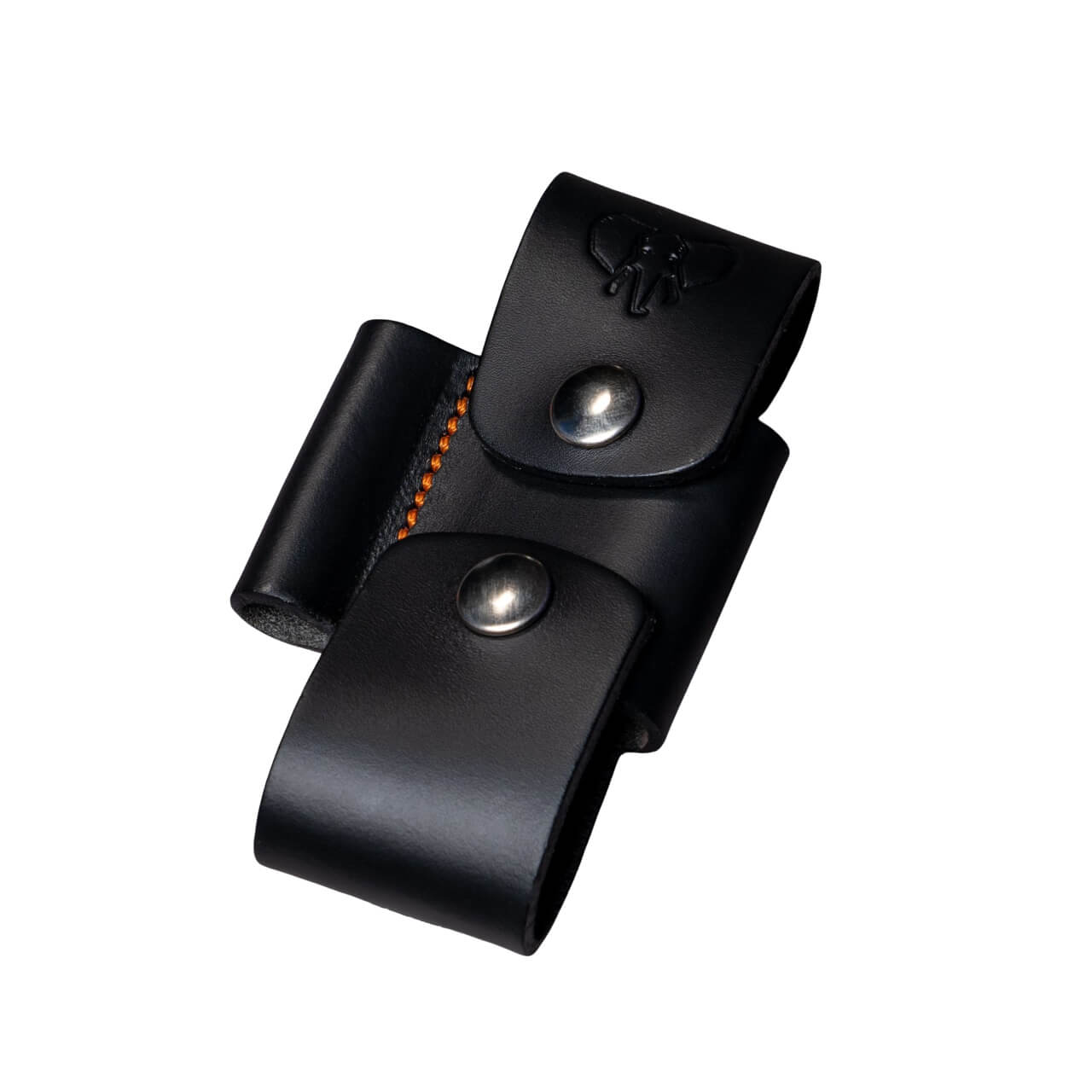 Schwarze Lederkupplung mit orangefarbenem Cudeman-Stoff. 10 cm