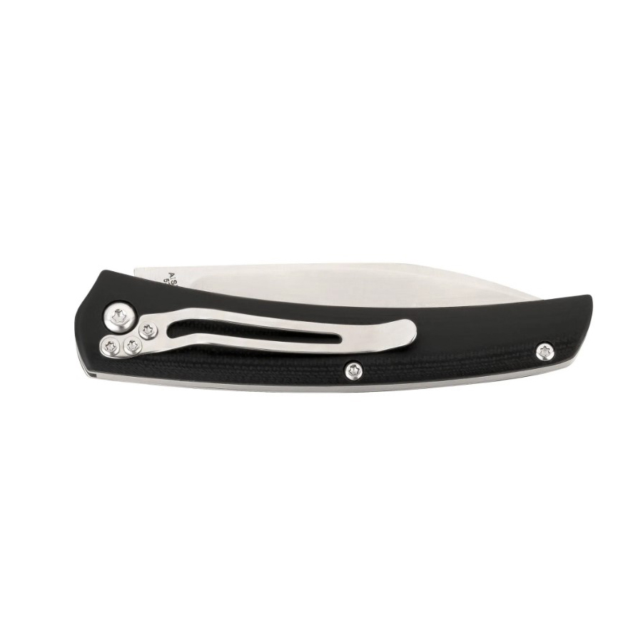 Pocket knife with black G10 handle and 8 cm blade