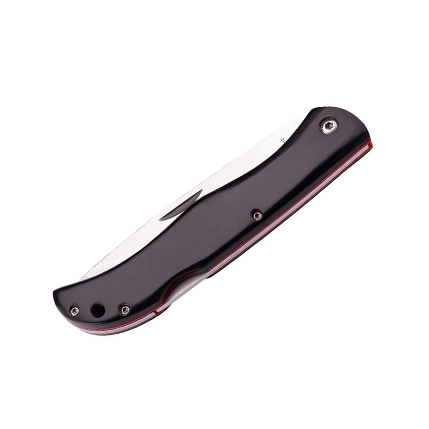 Taschenmesser mit 9,7 cm Klinge und schwarzem Pressholzgriff mit Backlock