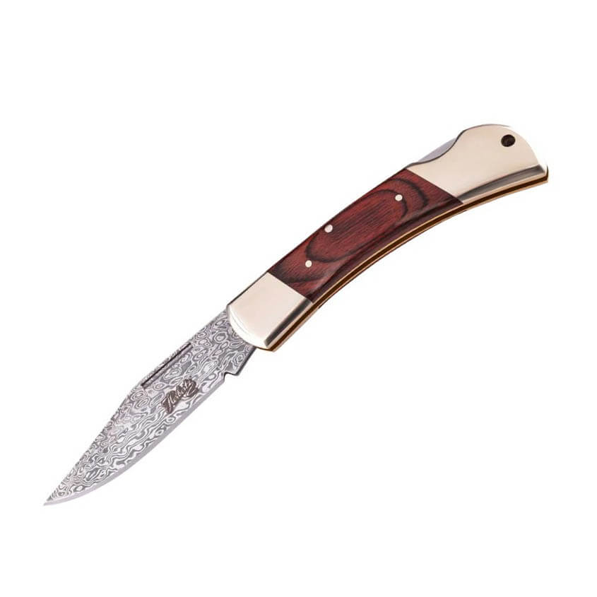 Jagdmesser mit Lockback-Griff aus Pakkaholz und 8,6 cm langer Kli...
