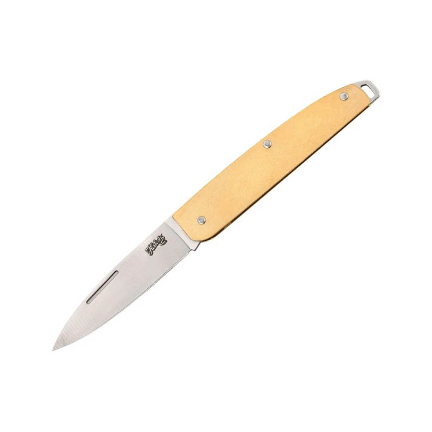 Pocket knife with brass handle and 7 cm blade with slipjoint