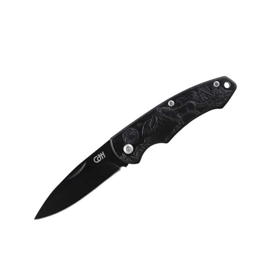 Taschenmesser mit schwarzem Slipjoint-Griff aus Edelstahl, verzie...