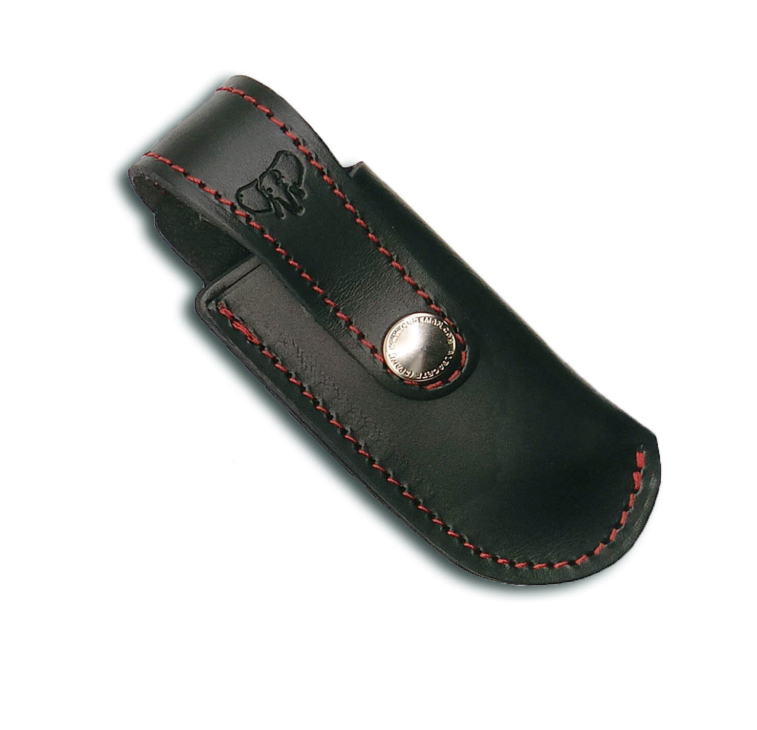 Cudeman Tundra Taschenmesser mit poliertem rotem Juma-Griff und schwarzer Lederscheide