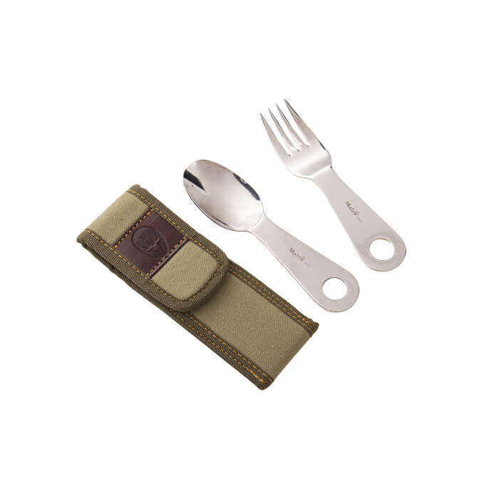 Set di posate da campeggio con custodia