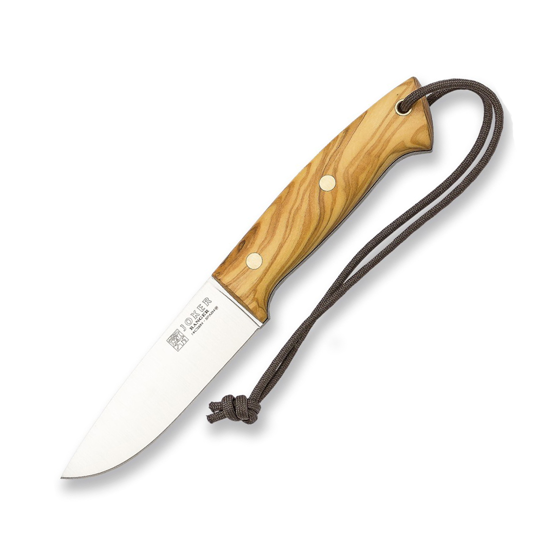 Cuchillo Joker Ranger con mango de madera de olivo y filo plano. ...