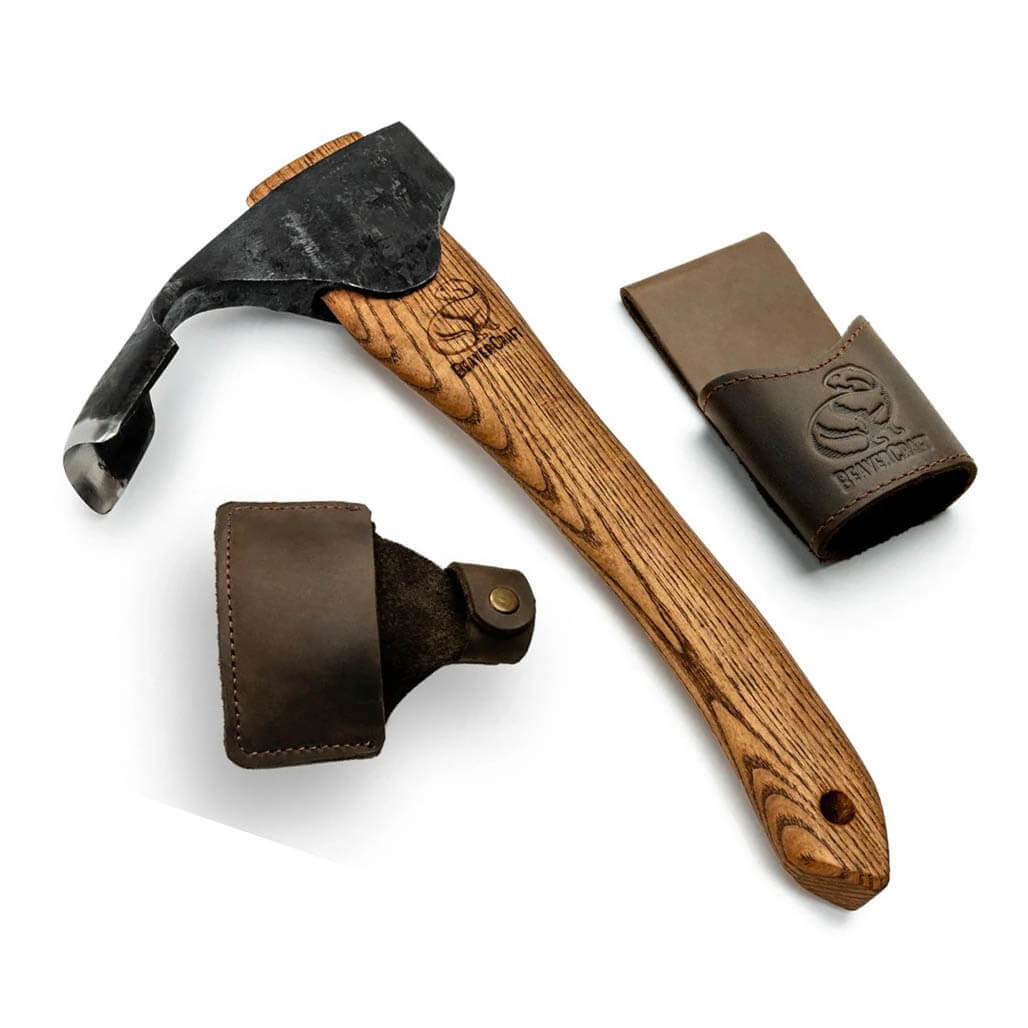 Hache compacte AX2 avec lame courbée et arquée et manche en bois