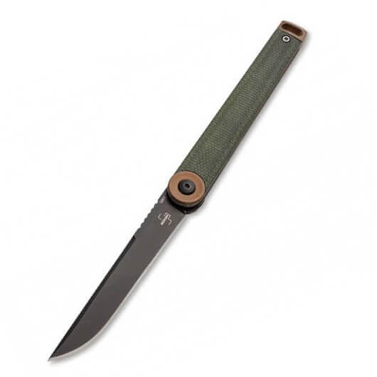 Taktisches taschenmesser im japanischen stil mit grunem micarta g...