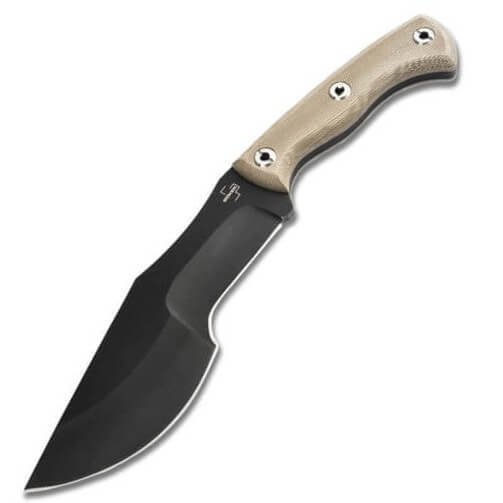 Couteau bushcraft avec manche en micarta marron clair