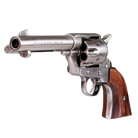 Replica Colt 45 Kolser FAST DRAW 4'75 Revolver in Holz und polierter Vernickelung