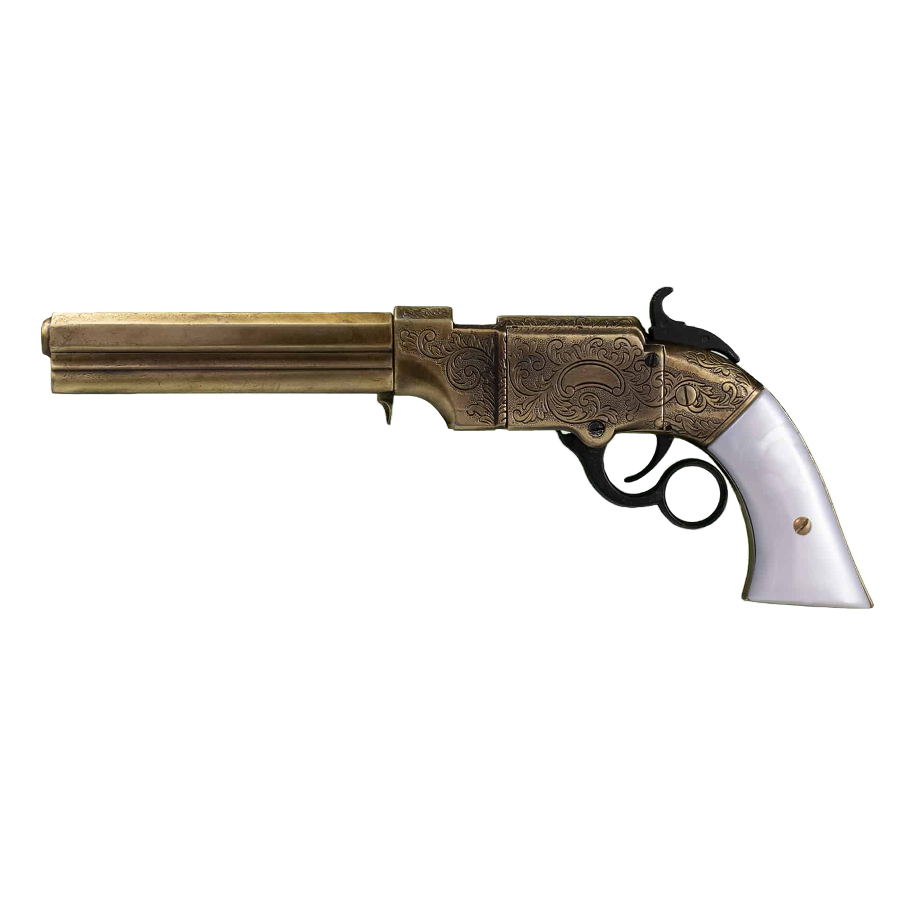 Réplica pistola Volcanic 1854 acabado latón y nacar
