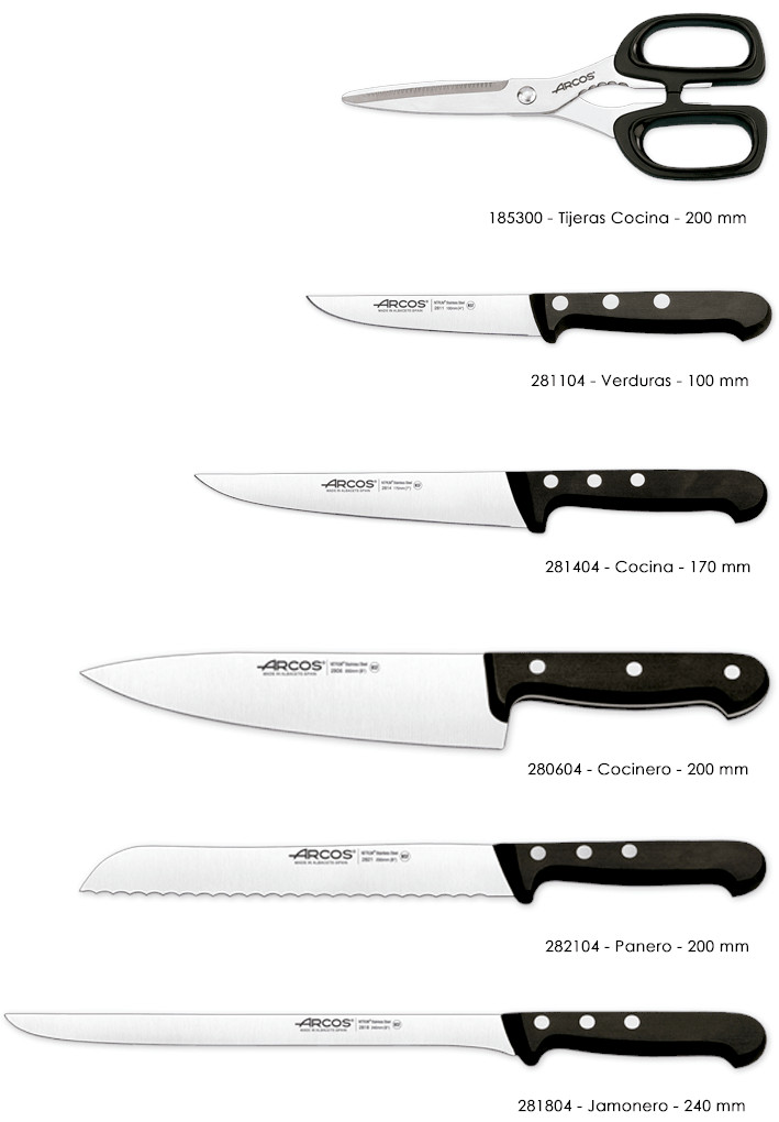 Arcos Küchenset 5 Messer und Schere Universalserie