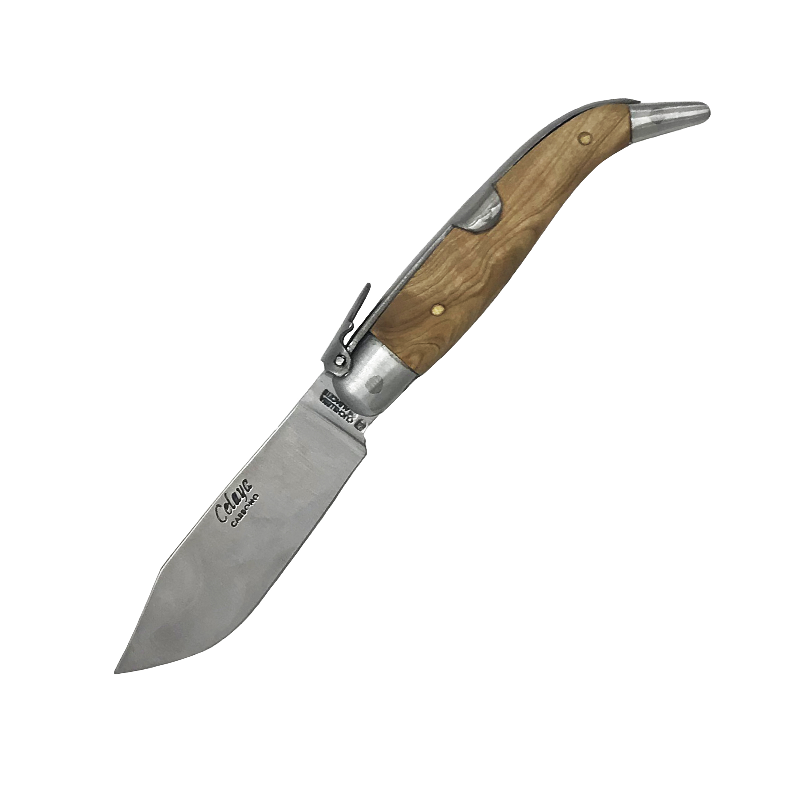 Pastora Artesana knife with olive wood handle and aluminum ferrul...