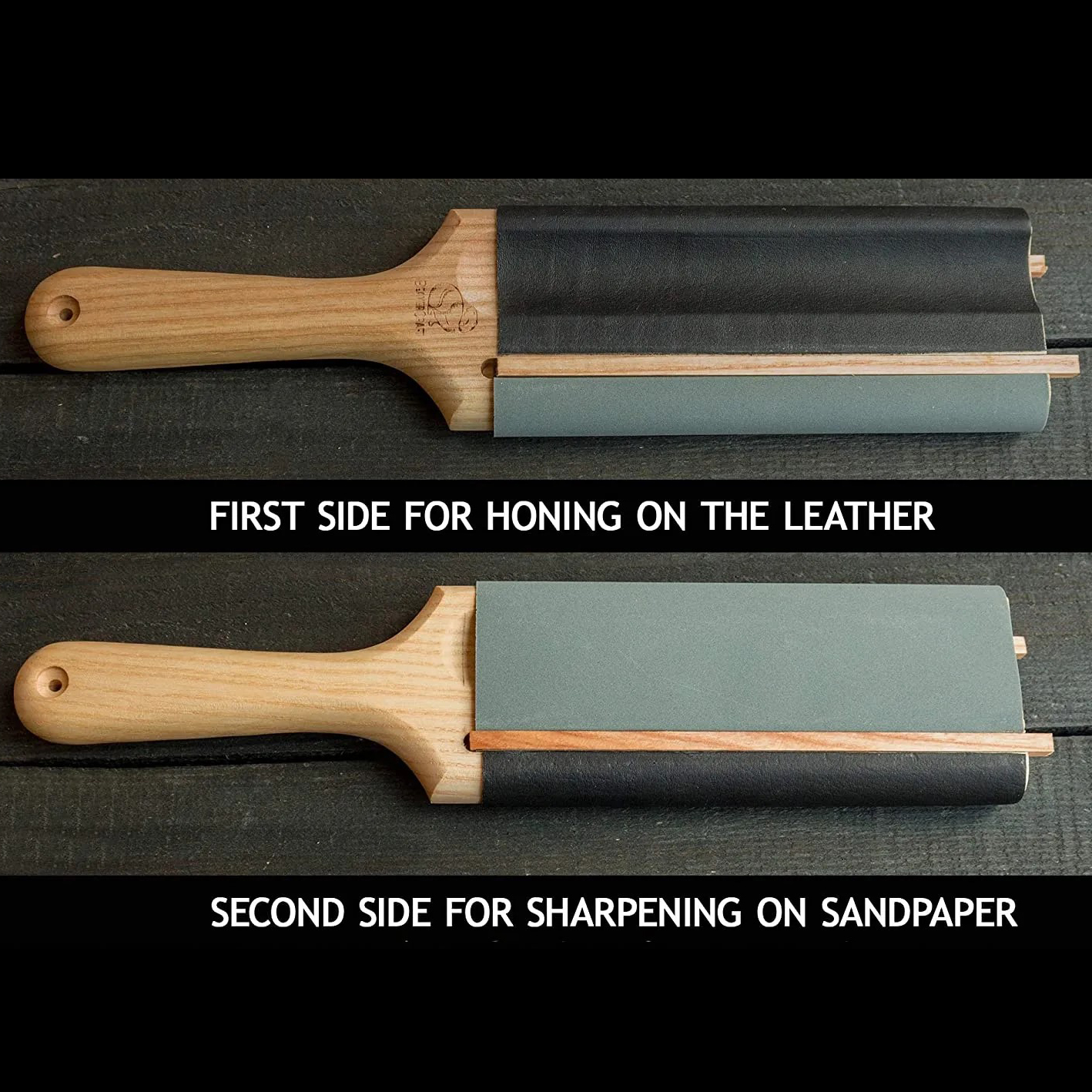 Doppelseitiger Leder-Streichriemen für Hakenmesser und Hohlmeißel