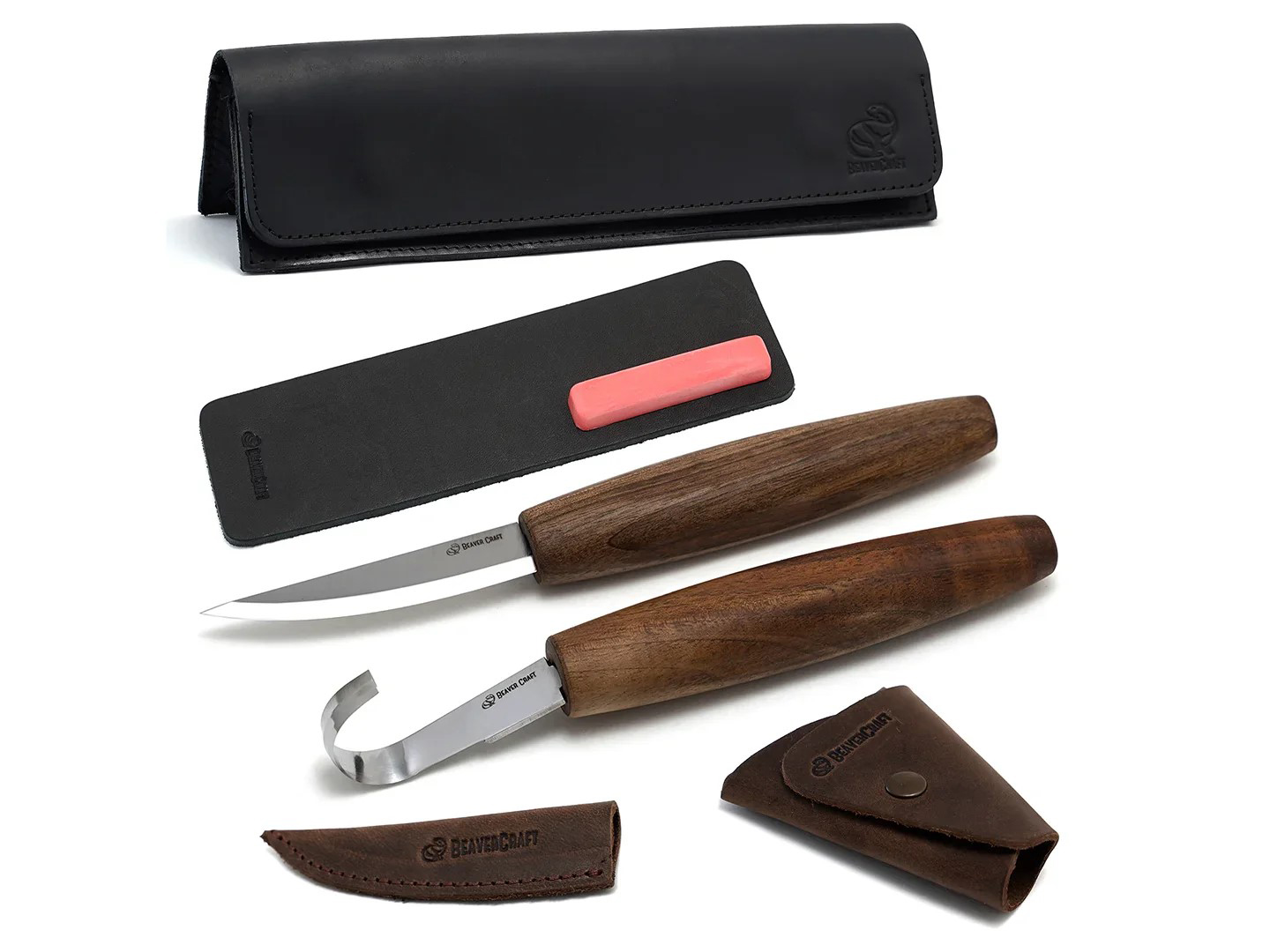 Conjunto de colheres de luxo com cabos em nogueira