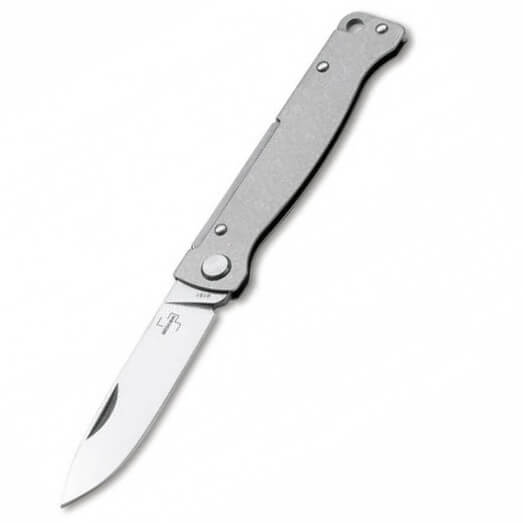 Taschenmesser mit fallender klinge und edelstahlgriff