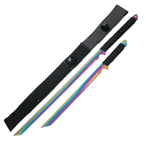 Set of two machetes with a 48 and 34.6 cm tanto blade and black s...