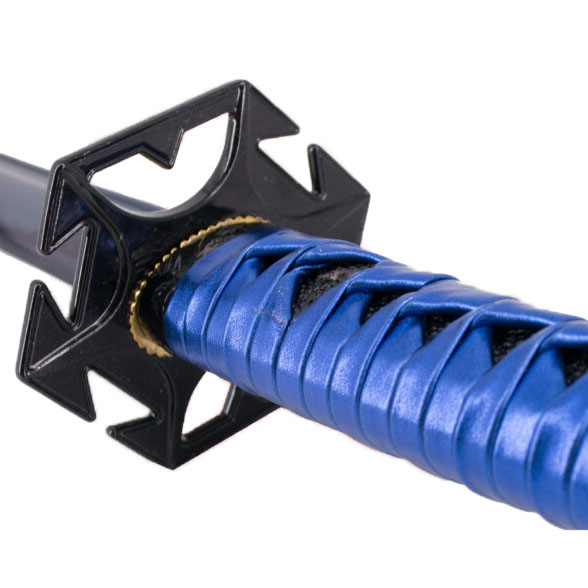 Functional blue katana with presentation box and support