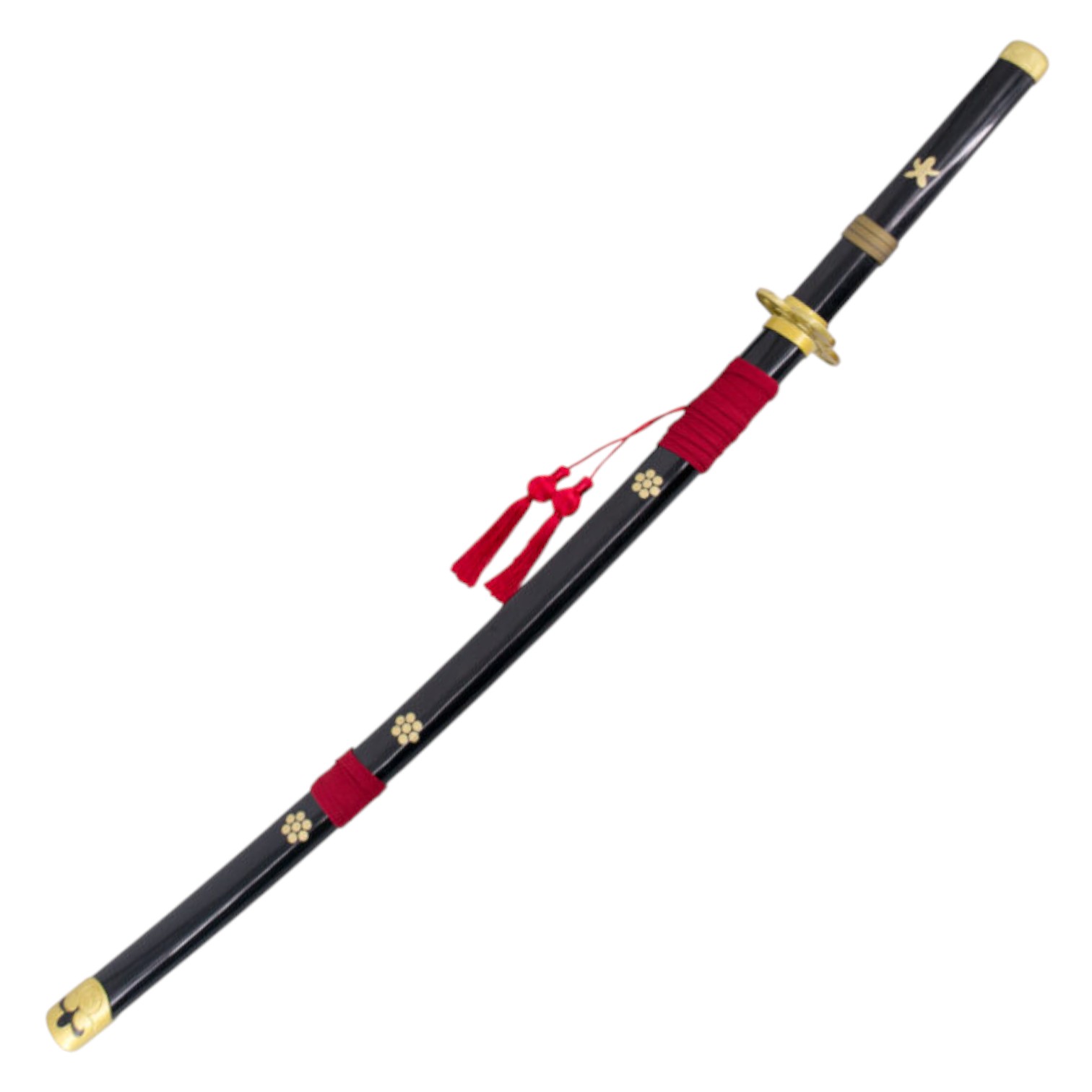 Katana Enma de Zoro en One Piece couleur noire avec des détails dorés et rouges
