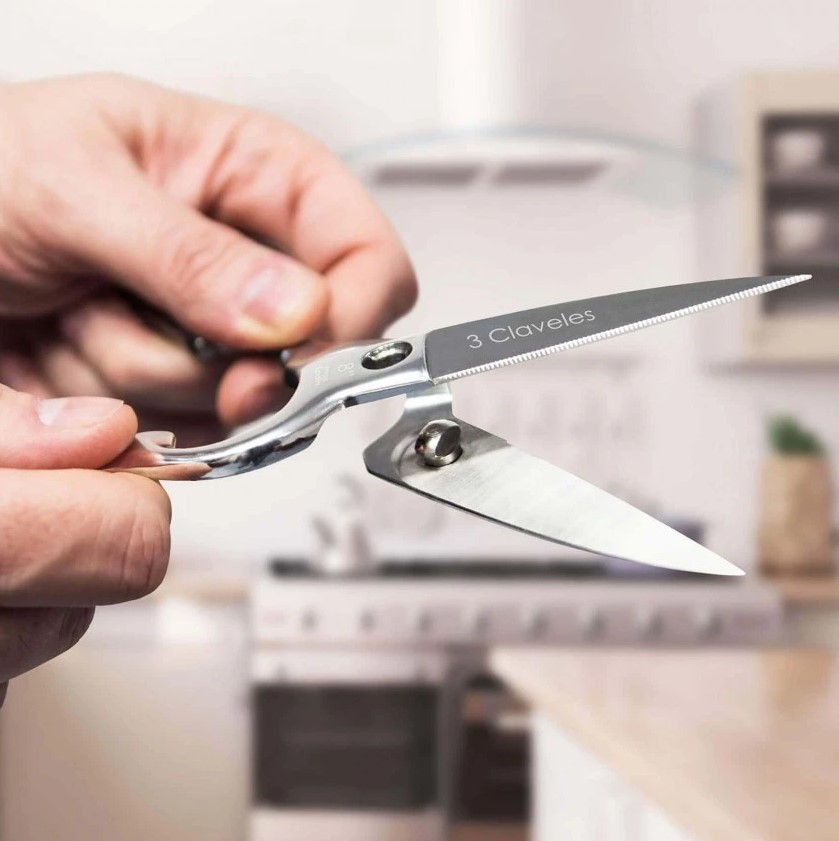 Ciseaux de cuisine multi-usages amovibles de 8" en acier inoxydable au fini brillant