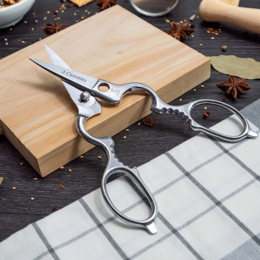 Ciseaux de cuisine multi-usages amovibles de 8" en acier inoxydable au fini brillant